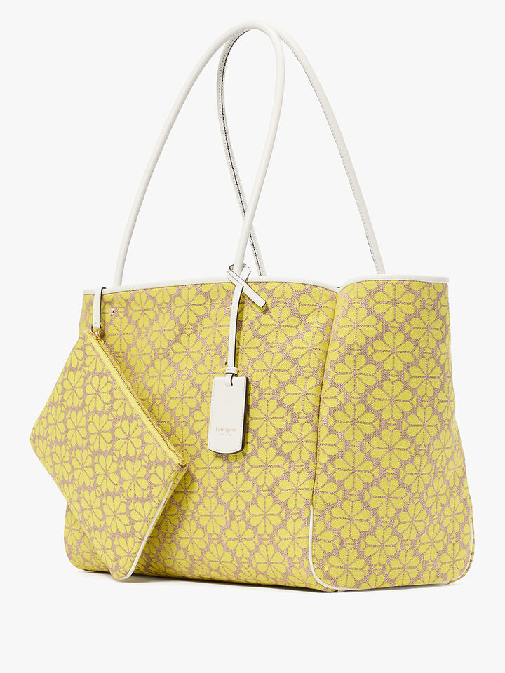Spade Flower Jacquard Large Everything Tote, Pale Gold, hi-res image number 3