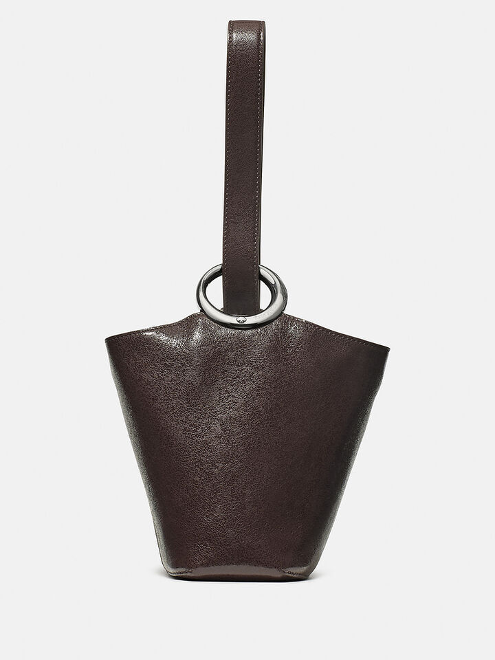 Halo Glazed Leather Mini Bucket Bag
