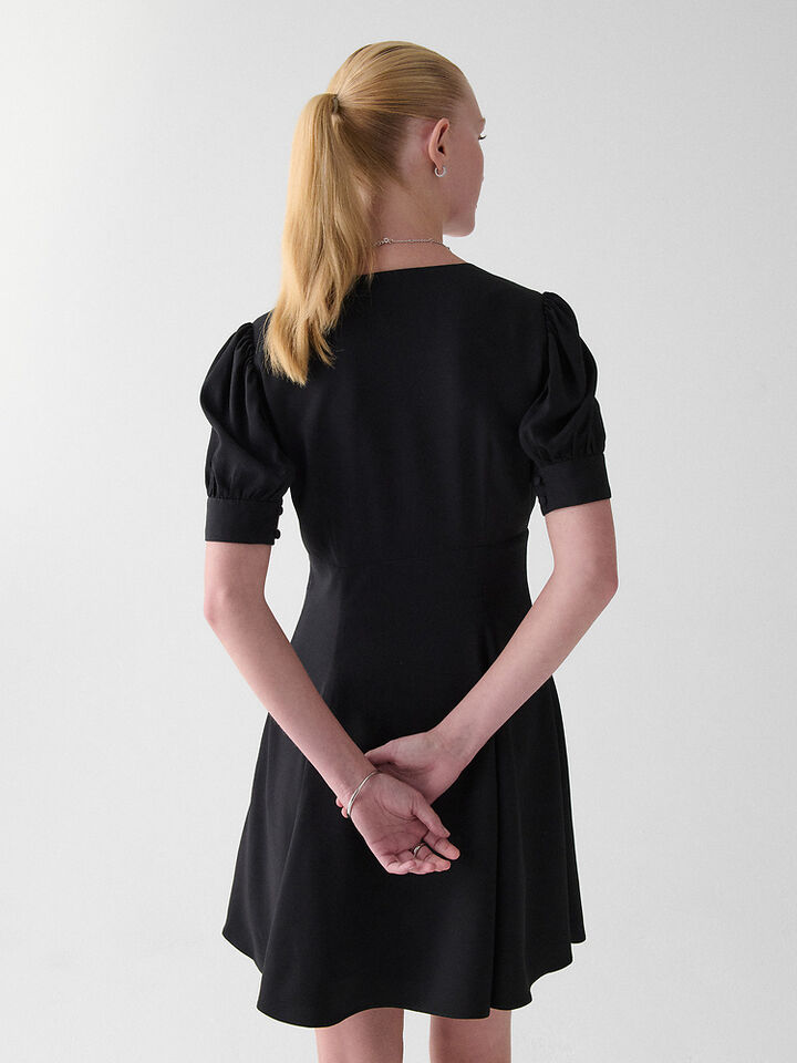 Fluid Puff Sleeve Mini Dress, BLACK, hi-res image number 3