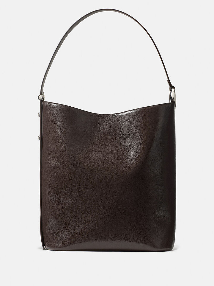 Halo Glazed Leather Large Bucket Bag