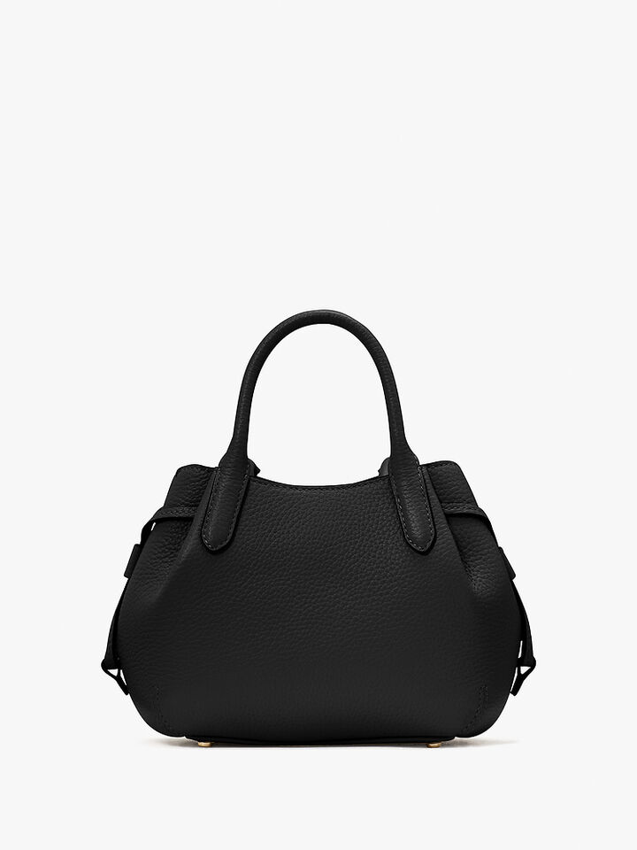 Dumpling Pebbled Leather Mini Triple Compartment Satchel, BLACK, hi-res image number 5