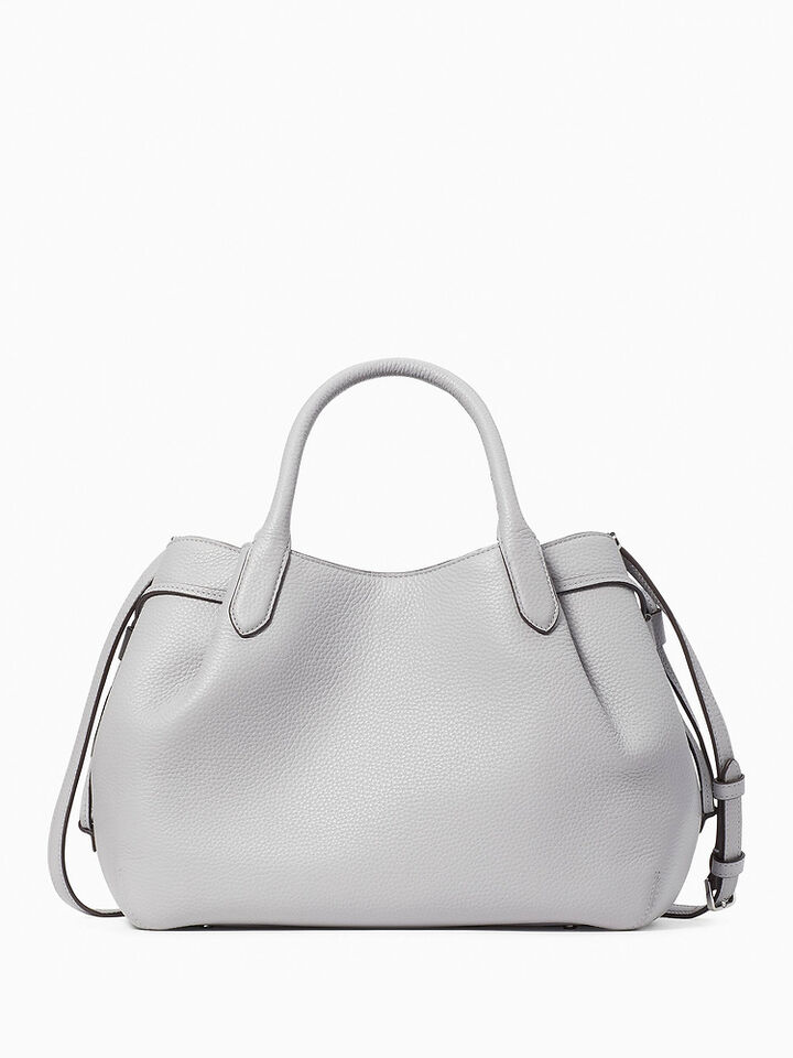 Dumpling Pebbled Leather Large Triple Compartment Satchel, MOUNTAIN GREY, hi-res image number 5