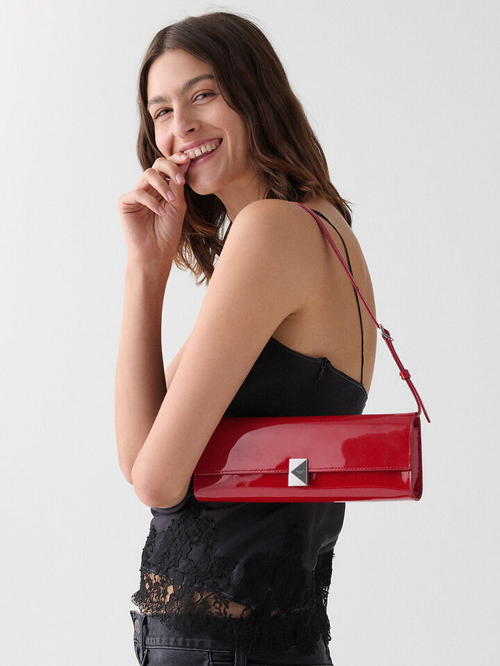 Deco Pieced Glazed Leather Soft Mini Shoulder