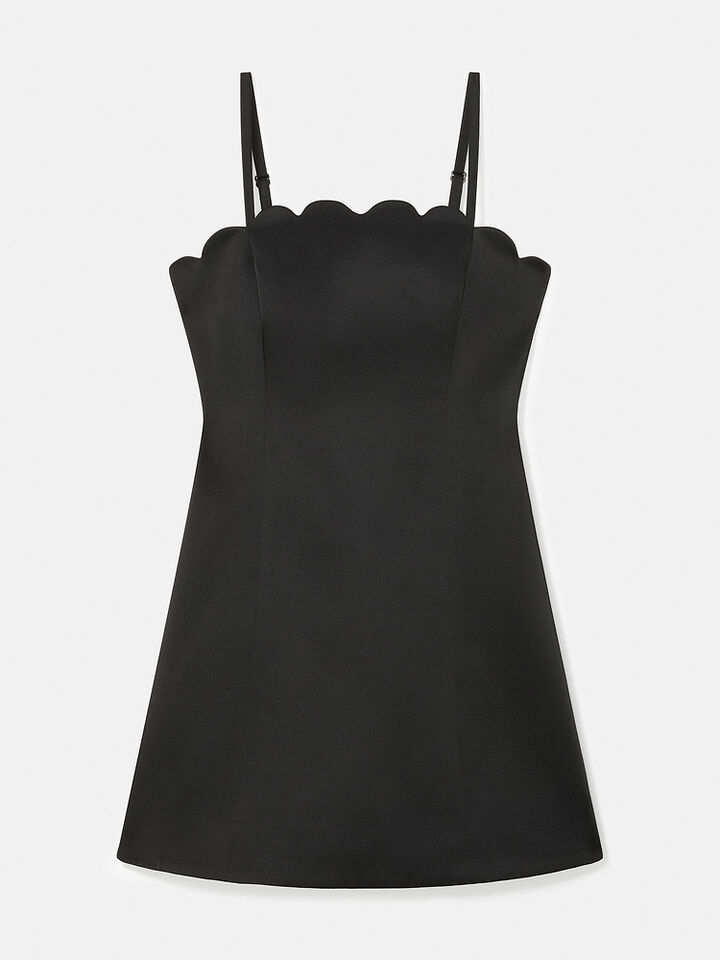 Satin Scallop Mini Dress