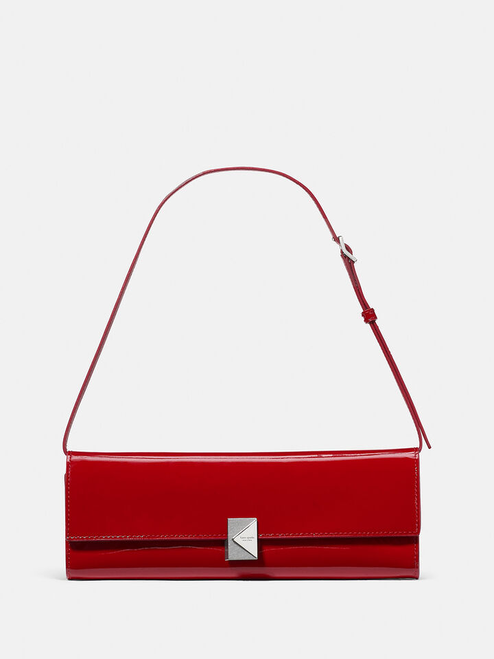 Deco Pieced Glazed Leather Soft Mini Shoulder