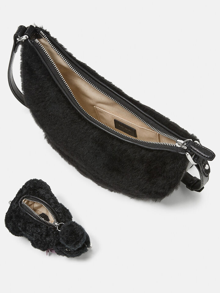 Duo Shearling Bear Crossbody Bag, BLACK, hi-res image number 5