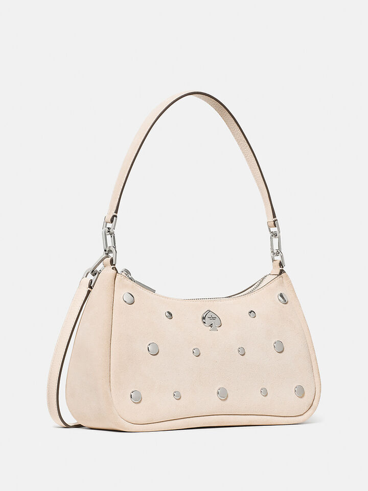 Kayla Suede Studs Small Convertible Shoulder Bag, MILK GLASS, hi-res image number 3