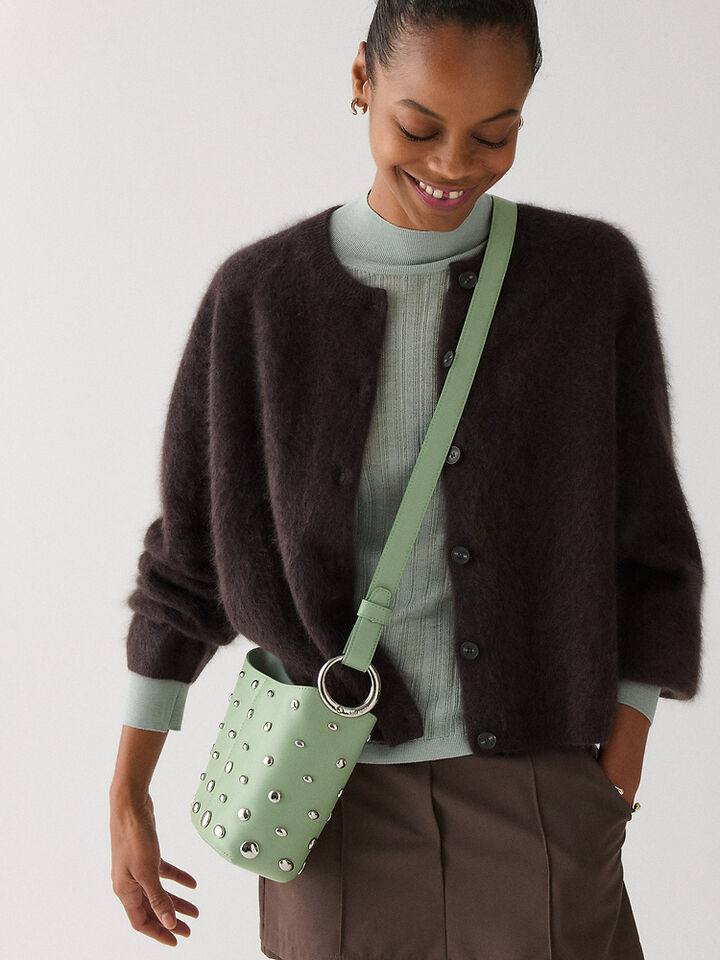 Halo Studded Mini Bucket Bag, CRISP SAGE, hi-res image number 3