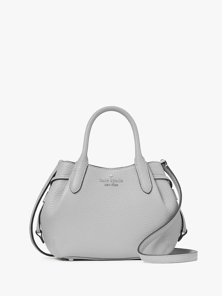 Dumpling Pebbled Leather Mini Triple Compartment Satchel, MOUNTAIN GREY, hi-res image number 1