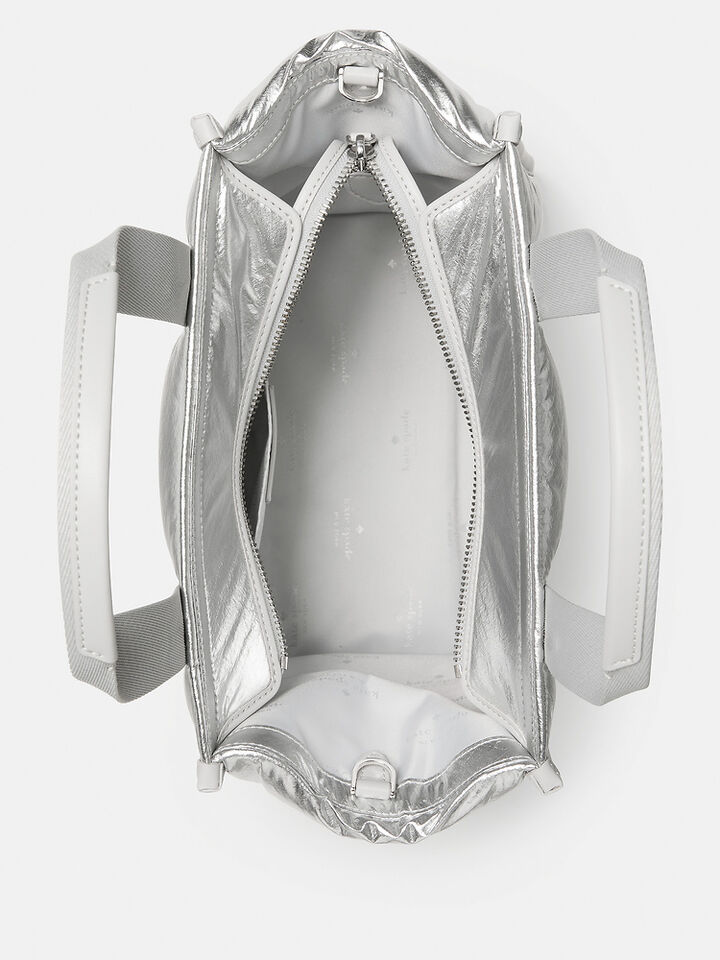 Kip Puffy Small Tote, SILVER, hi-res image number 4