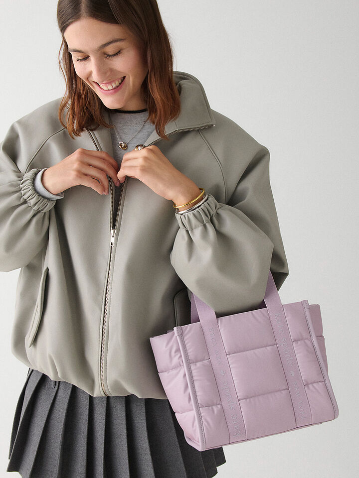 Kip Puffy Small Tote, LAVENDER SMOKE, hi-res image number 2