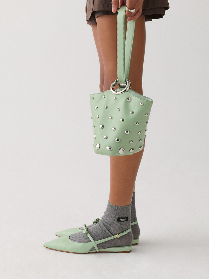 Halo Studded Mini Bucket Bag