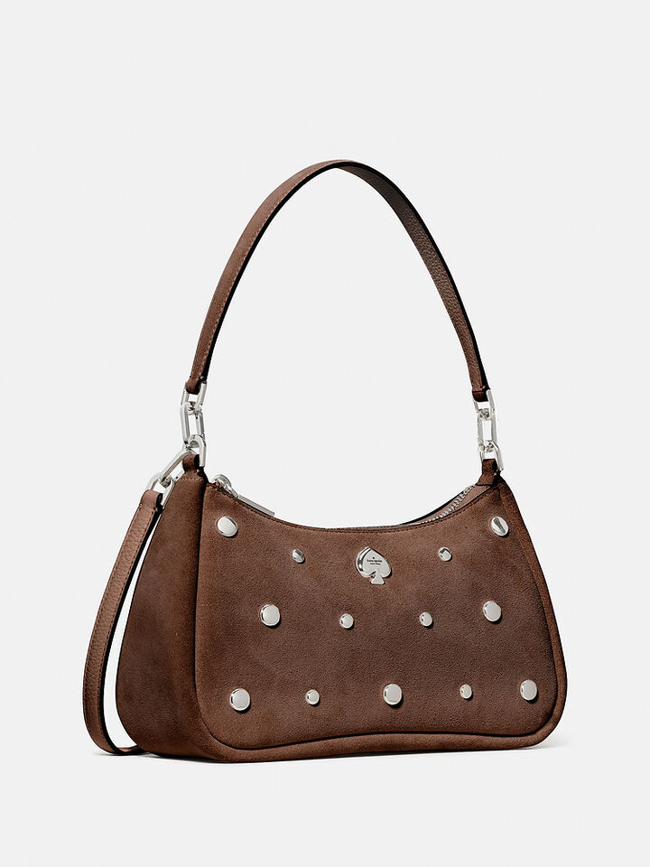 Kayla Suede Studs Small Convertible Shoulder Bag, HOT FUDGE, hi-res image number 3