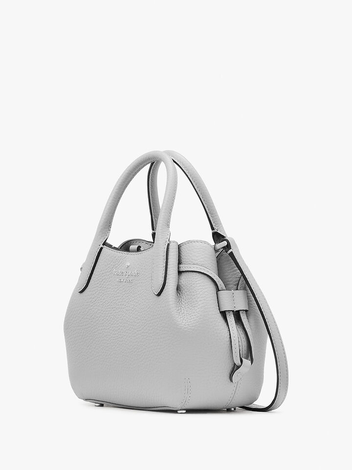 Dumpling Pebbled Leather Mini Triple Compartment Satchel, MOUNTAIN GREY, hi-res image number 3