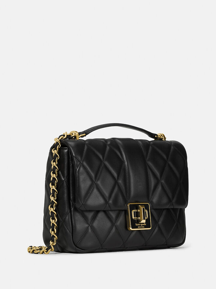 Carey Quilted Small Flap Crossbody, BLACK, hi-res image number 3