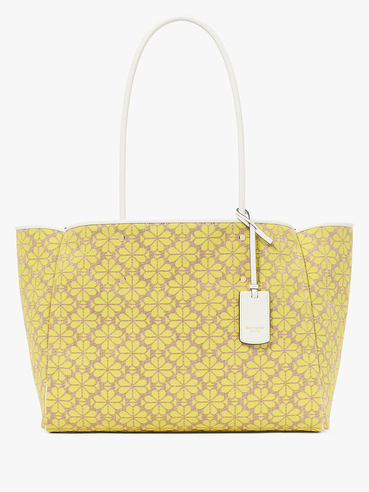 Spade Flower Jacquard Large Everything Tote, Pale Gold, hi-res image number 1