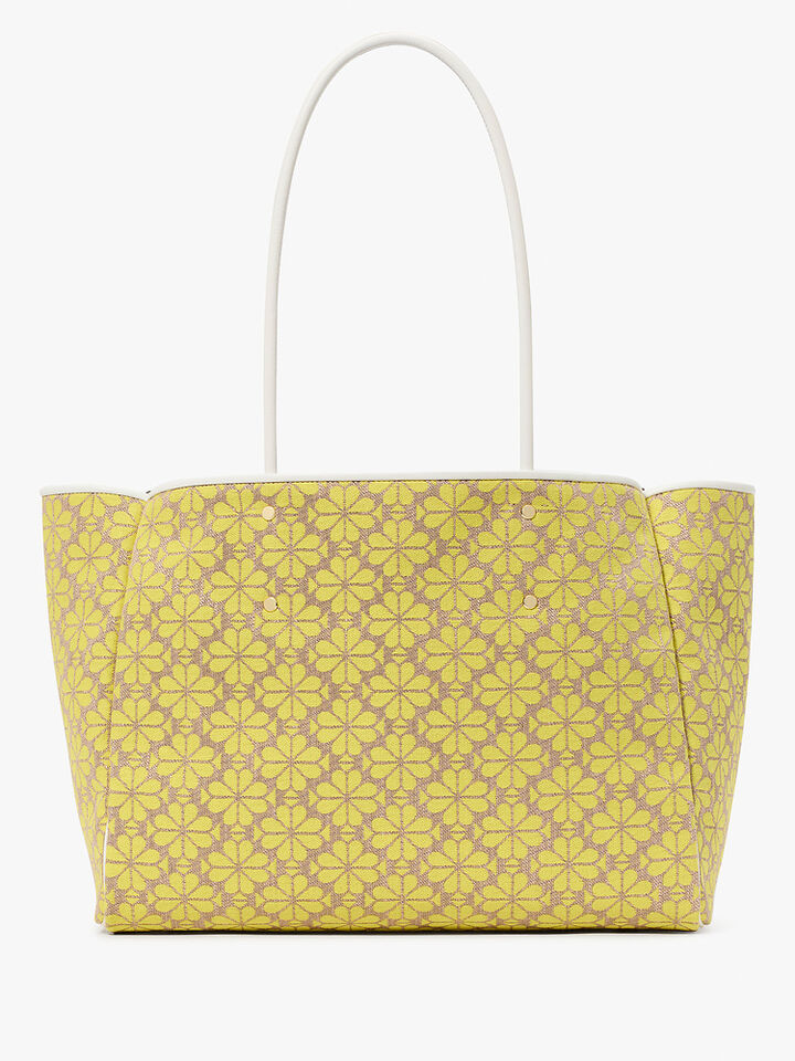 Spade Flower Jacquard Large Everything Tote, Pale Gold, hi-res image number 5