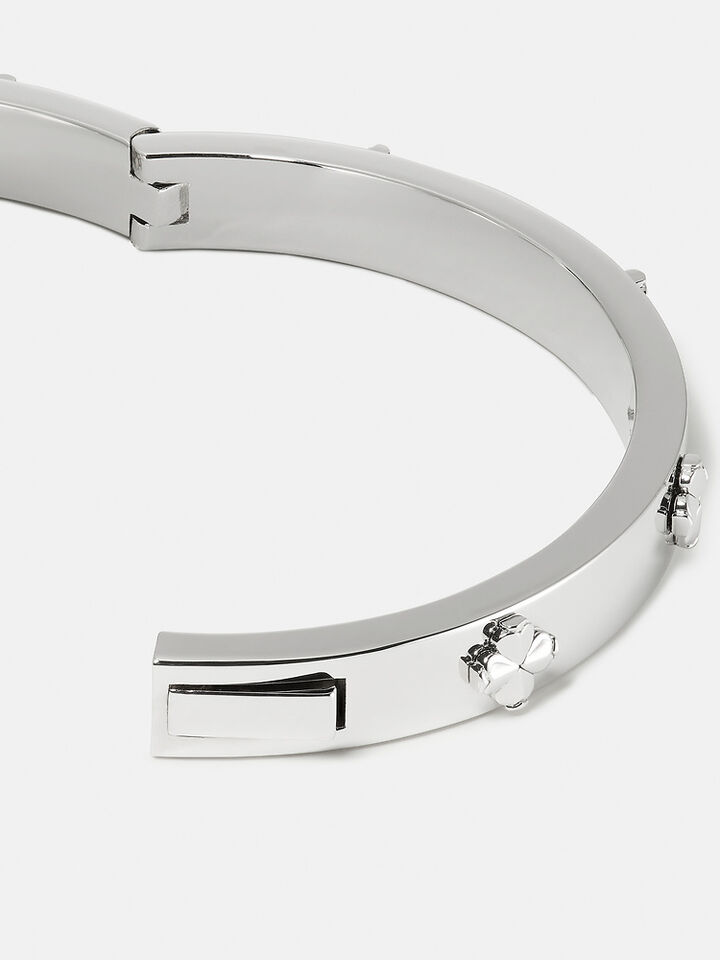 Spade Flower Hinged Bangle, SILVER, hi-res image number 3