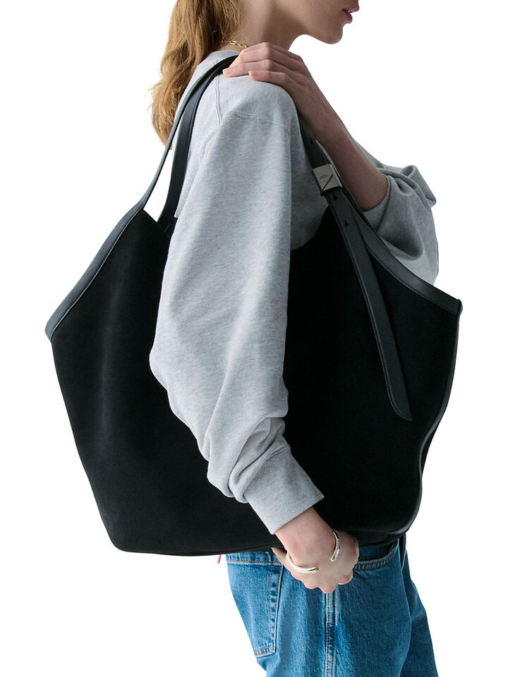 Deco Suede Large Tulip Tote, BLACK, hi-res image number 4