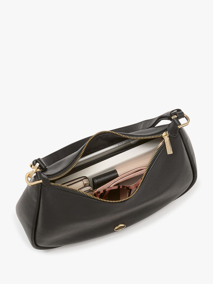 Kayla Pebbled Leather Chain Link Convertible Crossbody, BLACK, hi-res image number 6