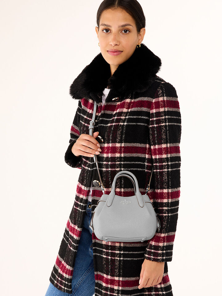 Dumpling Pebbled Leather Mini Triple Compartment Satchel, MOUNTAIN GREY, hi-res image number 2