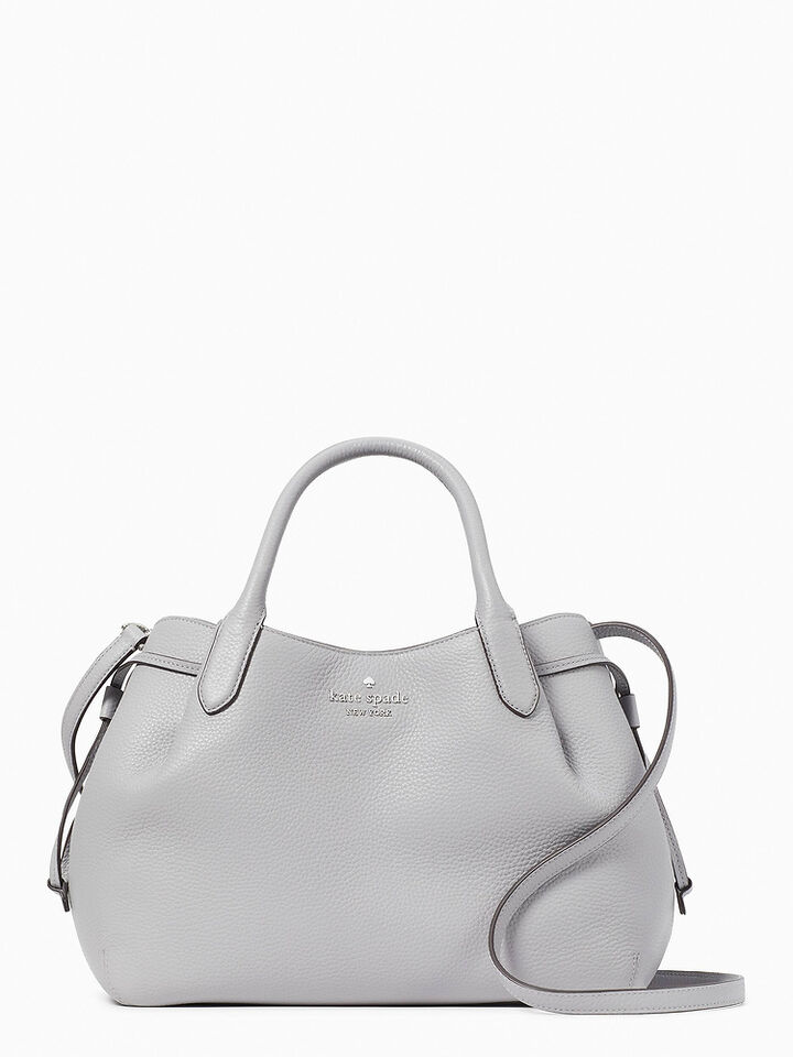 Dumpling Pebbled Leather Large Triple Compartment Satchel, MOUNTAIN GREY, hi-res image number 1