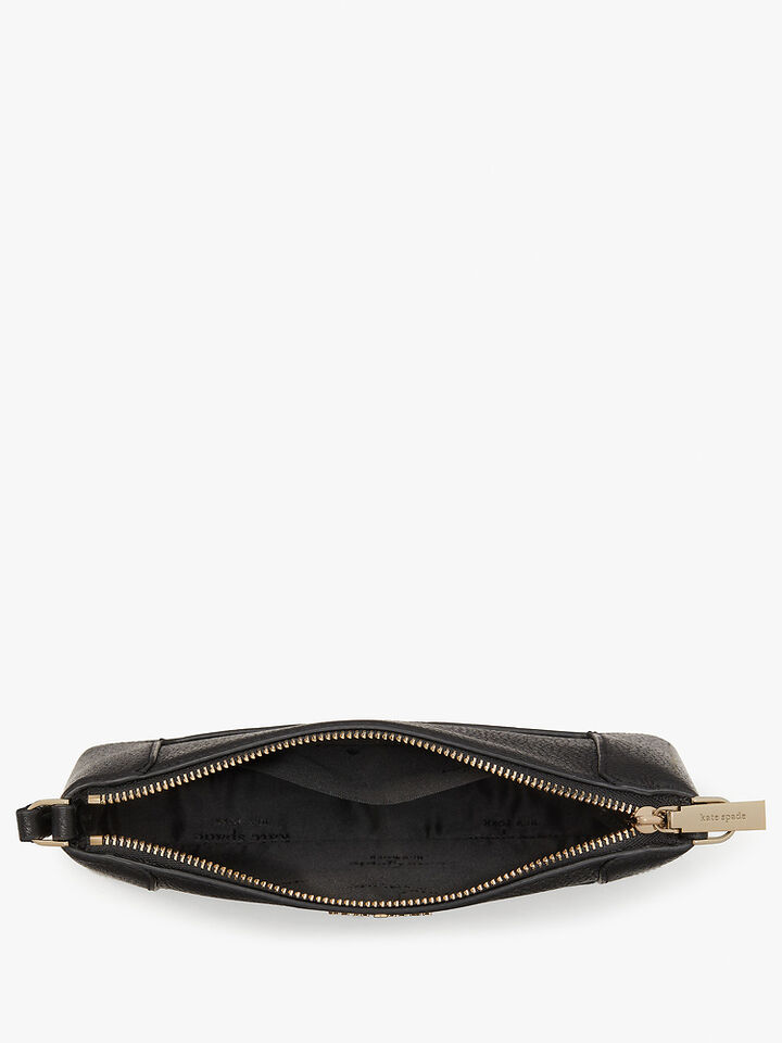 Lena Pebbled Leather Convertible Wristlet, Black, hi-res image number 3