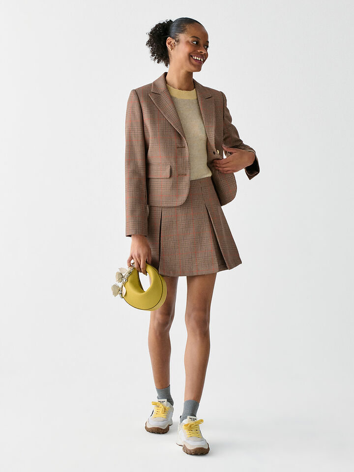 Plaid School Girl Blazer, BURNT UMBER MULTI, hi-res image number 4