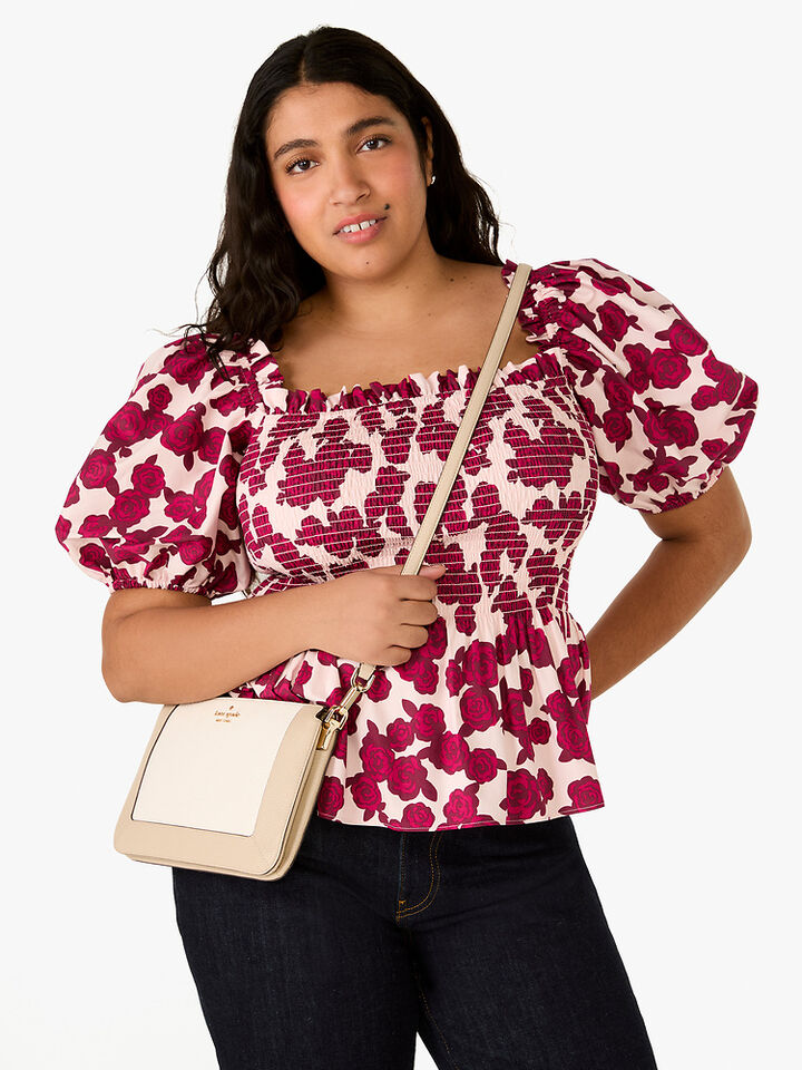 Lena Colorblock Pebbled Leather Double Compartment Crossbody