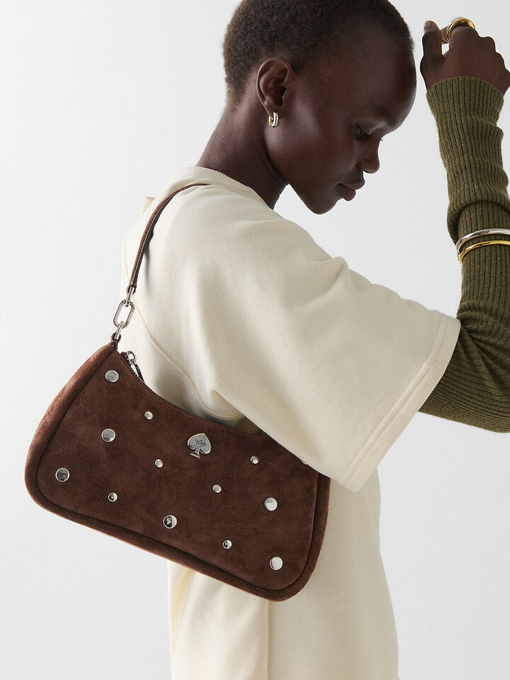Kayla Suede Studs Small Convertible Shoulder Bag
