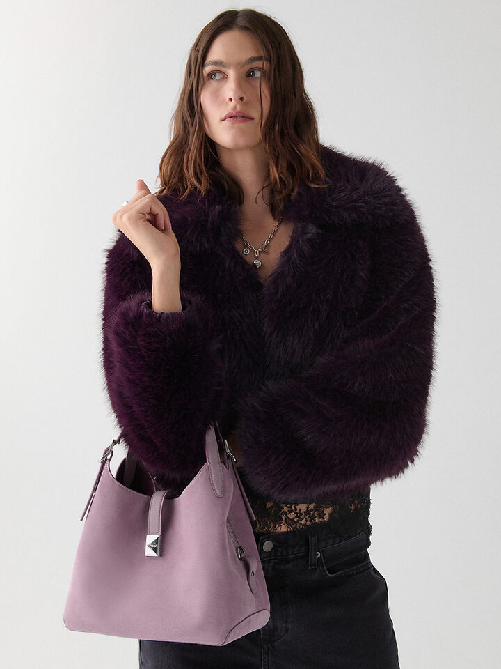 Deco Suede Crossbody Tote Bag