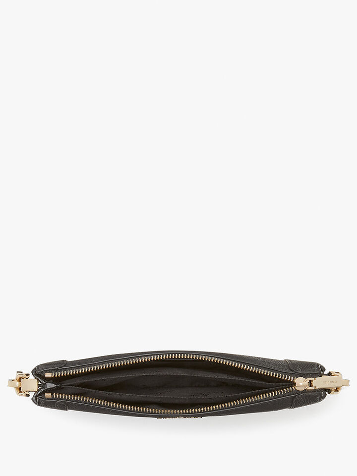 Lena Pebbled Leather Double Compartment Crossbody, BLACK, hi-res image number 4