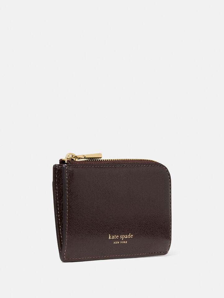 Patent Mini Zip Card Case, Hot Fudge, hi-res image number 3