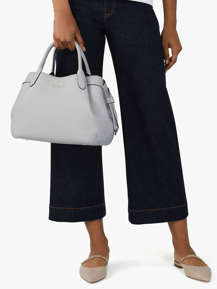 Dumpling Pebbled Leather Large Triple Compartment Satchel, MOUNTAIN GREY, hi-res image number 2