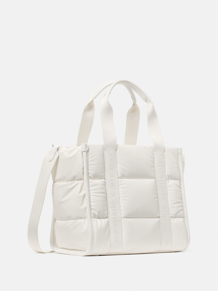 Kip Puffy Small Tote, OPTIC WHITE, hi-res image number 3