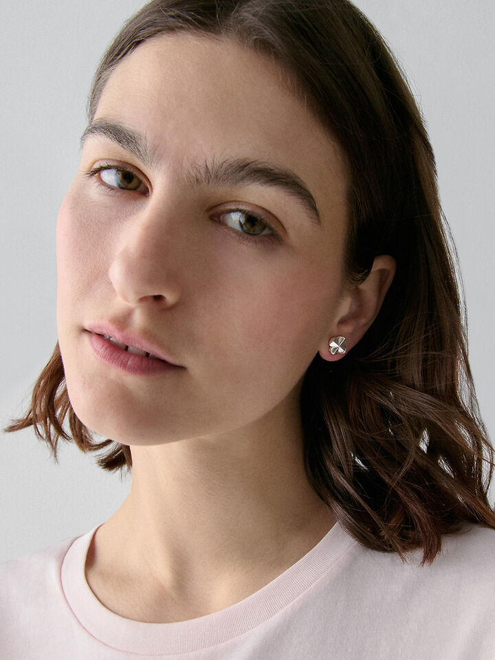 Spade Flower Studs, SILVER, hi-res image number 2