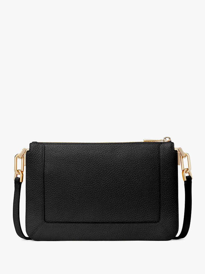 Lena Pebbled Leather Double Compartment Crossbody, BLACK, hi-res image number 5