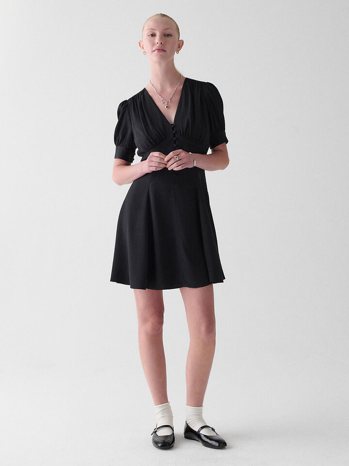 Fluid Puff Sleeve Mini Dress