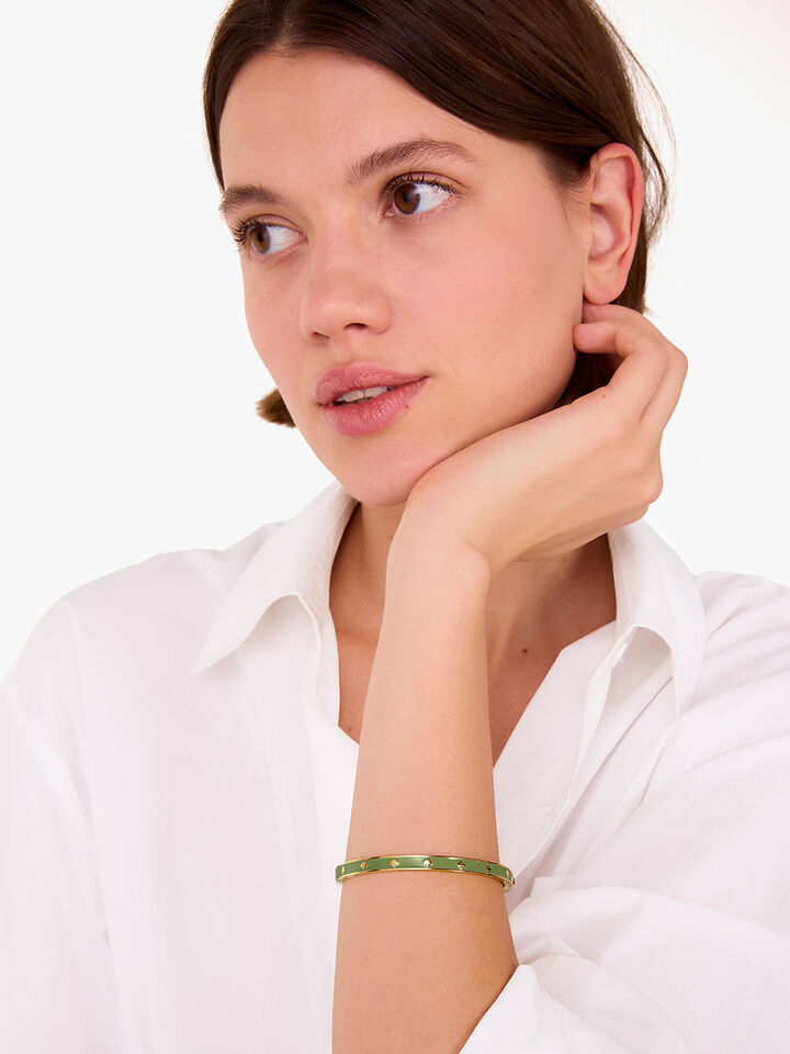 Spot The Spade Enamel Hinged Bangle, brown, hi-res image number 2