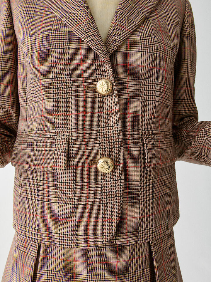 Plaid School Girl Blazer, BURNT UMBER MULTI, hi-res image number 3