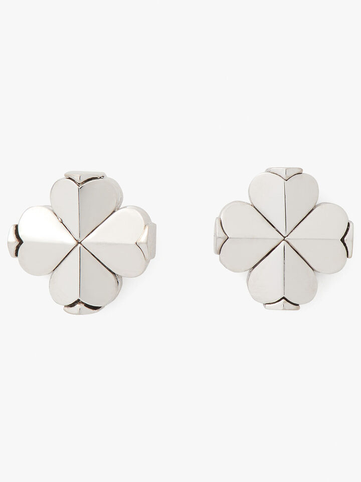 Spade Flower Studs, SILVER, hi-res image number 1