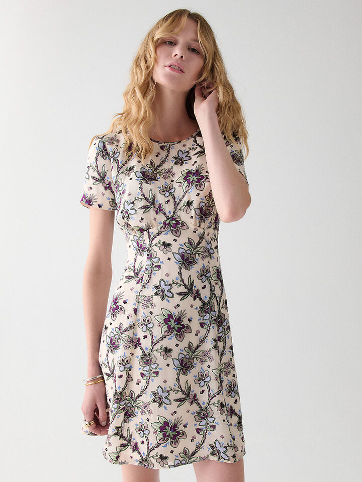 Satin Devore Empire Waisted Mini Dress