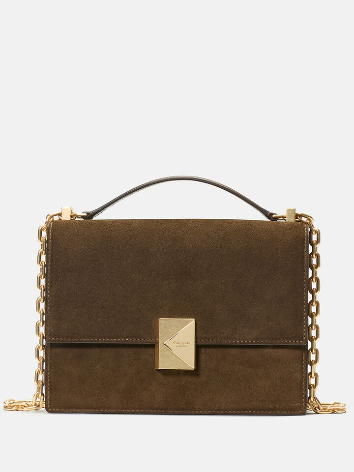 Deco Suede Chain Shoulder Bag