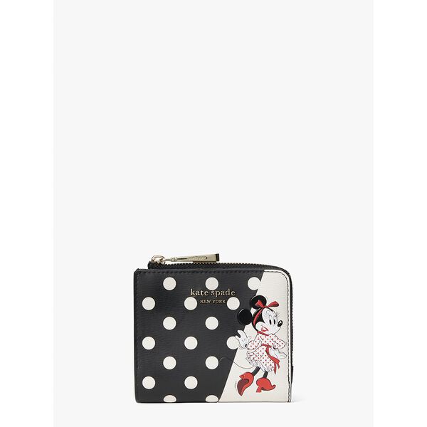 disney x kate spade new york minnie mouse small bifold wallet black