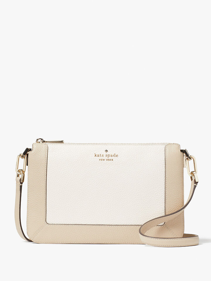 Lena Colorblock Pebbled Leather Double Compartment Crossbody