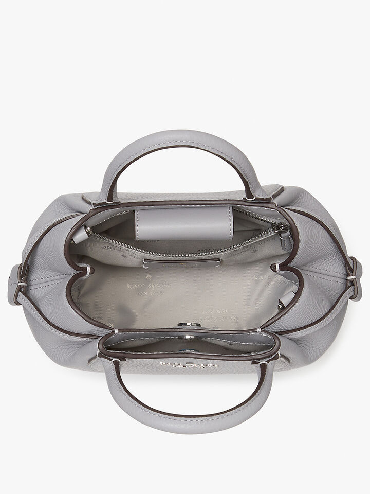 Dumpling Pebbled Leather Mini Triple Compartment Satchel, MOUNTAIN GREY, hi-res image number 4