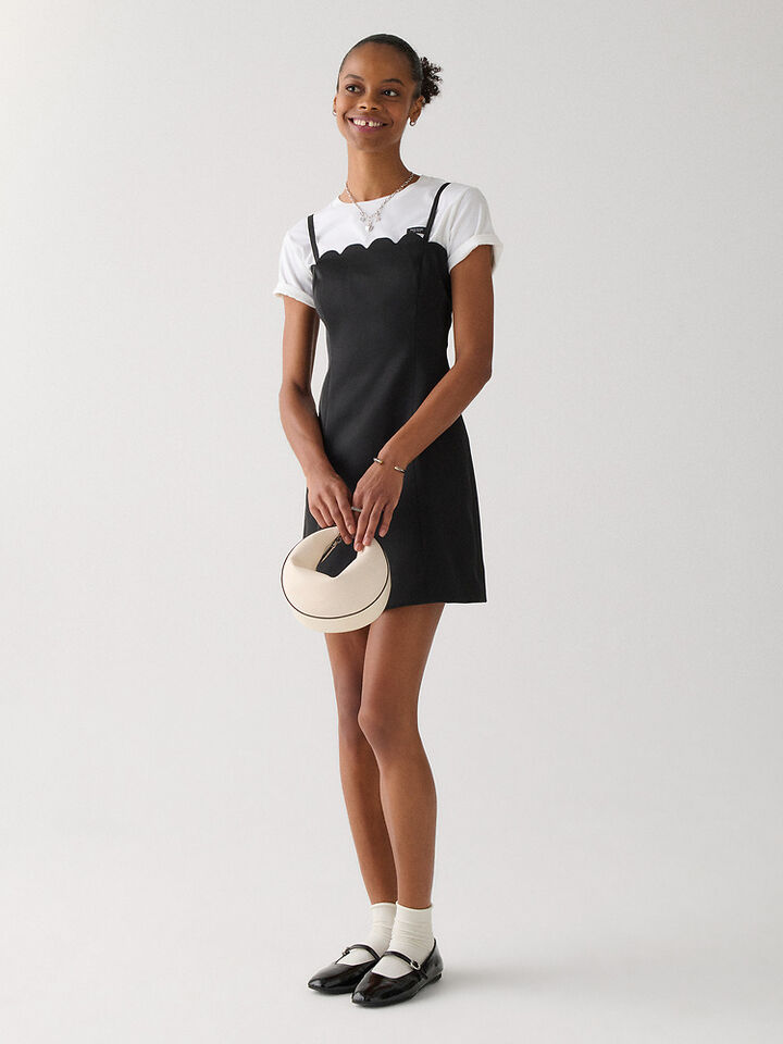 Satin Scallop Mini Dress