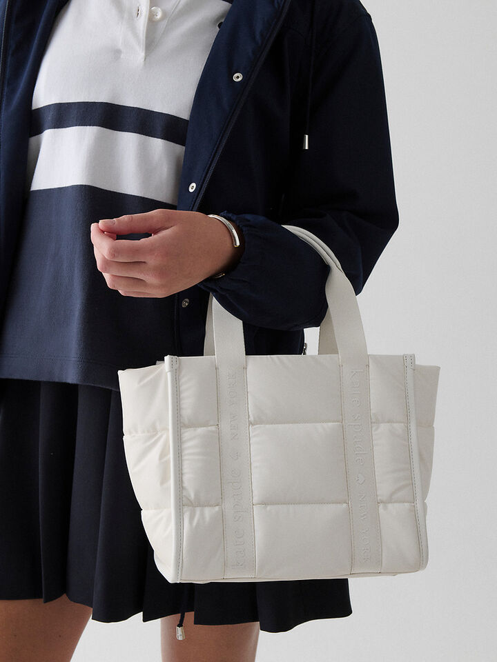 Kip Puffy Small Tote, OPTIC WHITE, hi-res image number 2