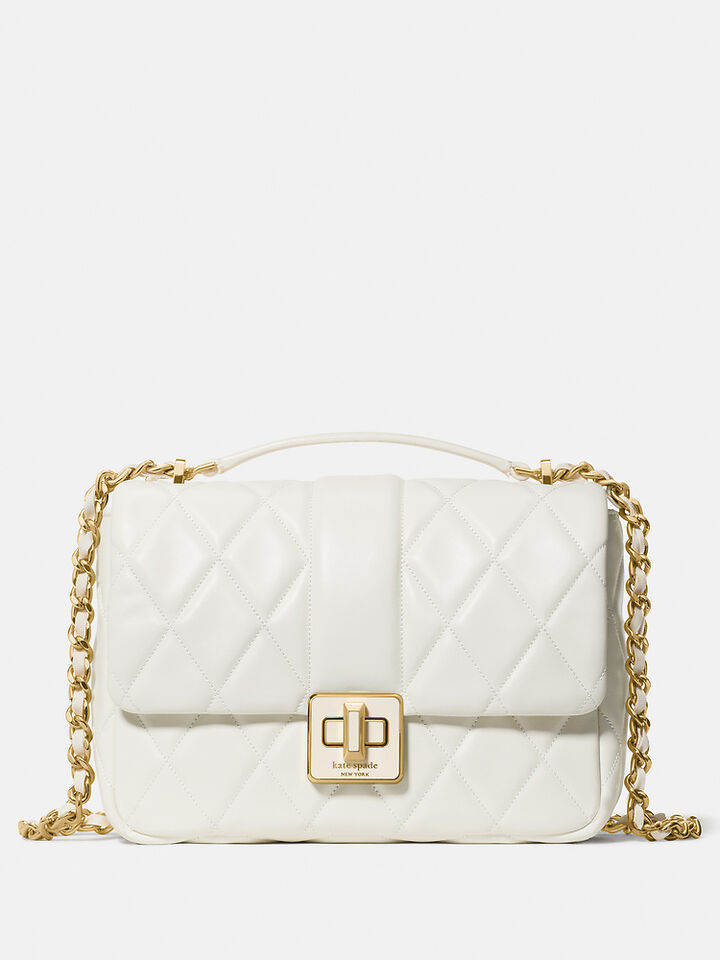 Carey Quilted Small Flap Crossbody, MERINGUE, hi-res image number 1