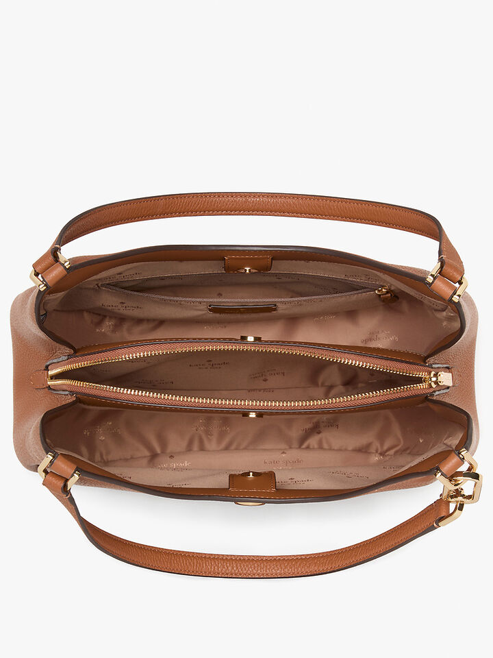 Kayla Large Triple Compartment Shoulder Bag, WARM GINGERBREAD, hi-res image number 4